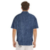 Denim Jeans Navy Blue Print Men's Short Sleeve Shirts-grizzshop