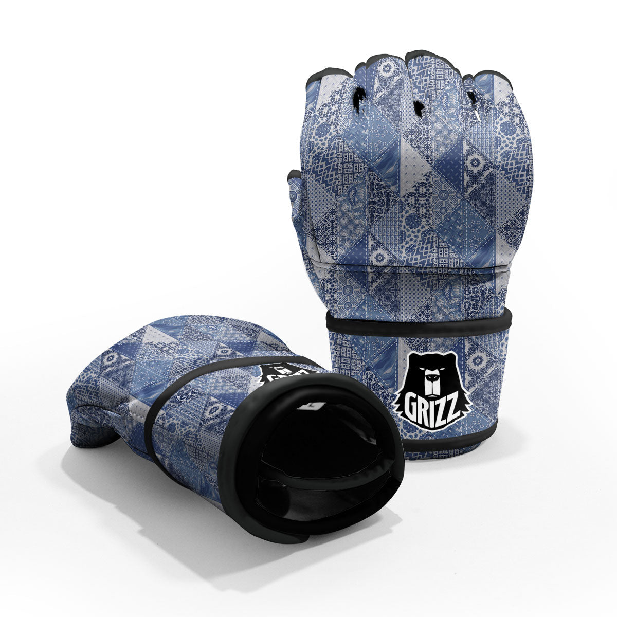 Denim Jeans Patchwork Print Pattern MMA Gloves-grizzshop