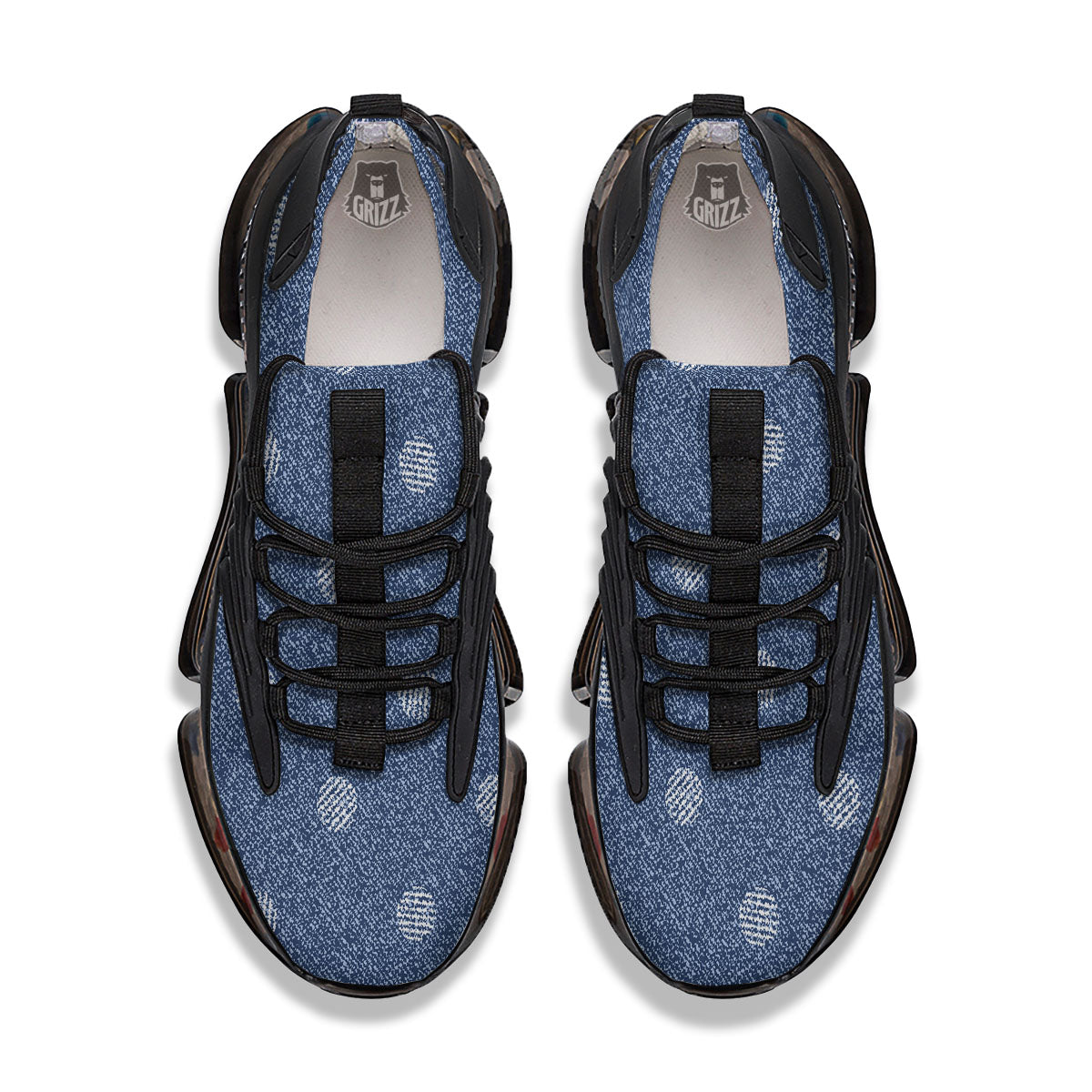 Denim Jeans Polka Dot Print Pattern Black Gym Shoes-grizzshop