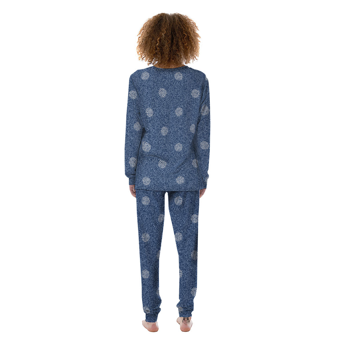 Denim Jeans Polka Dot Print Pattern Women's Pajamas-grizzshop