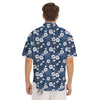 Denim Jeans Rose Print Pattern Men's Short Sleeve Shirts-grizzshop