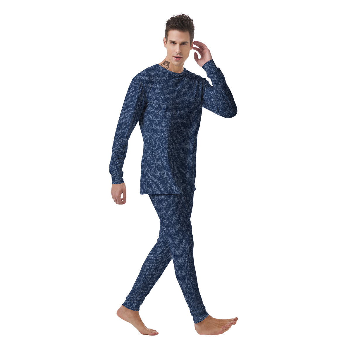 Denim Jeans X Cross Print Pattern Men's Pajamas-grizzshop