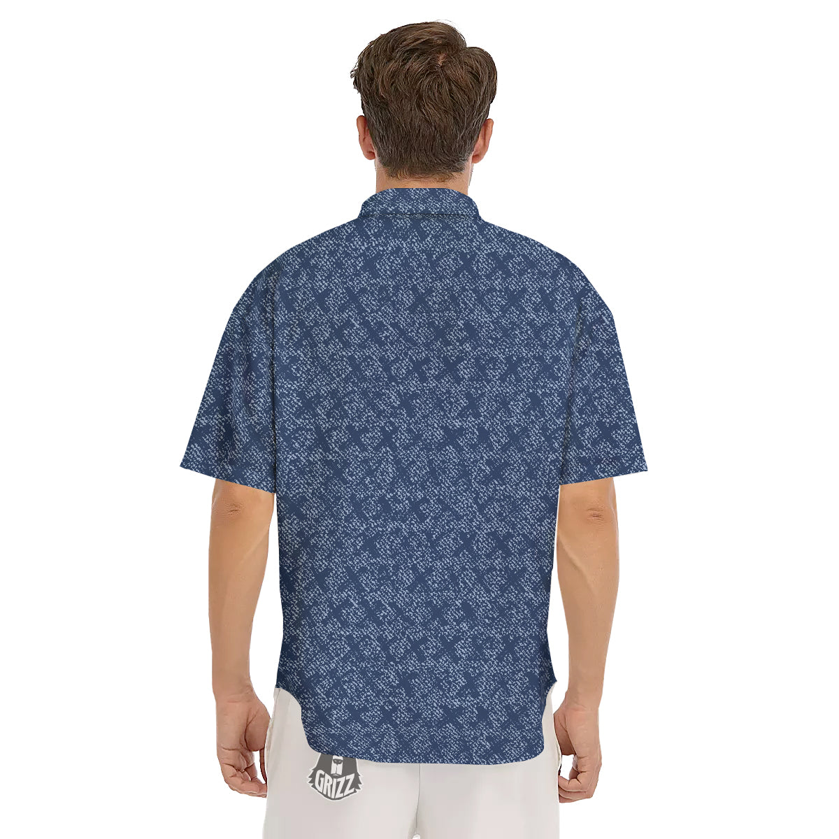 Denim Jeans X Cross Print Pattern Men's Short Sleeve Shirts-grizzshop