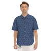 Denim Jeans X Cross Print Pattern Men's Short Sleeve Shirts-grizzshop