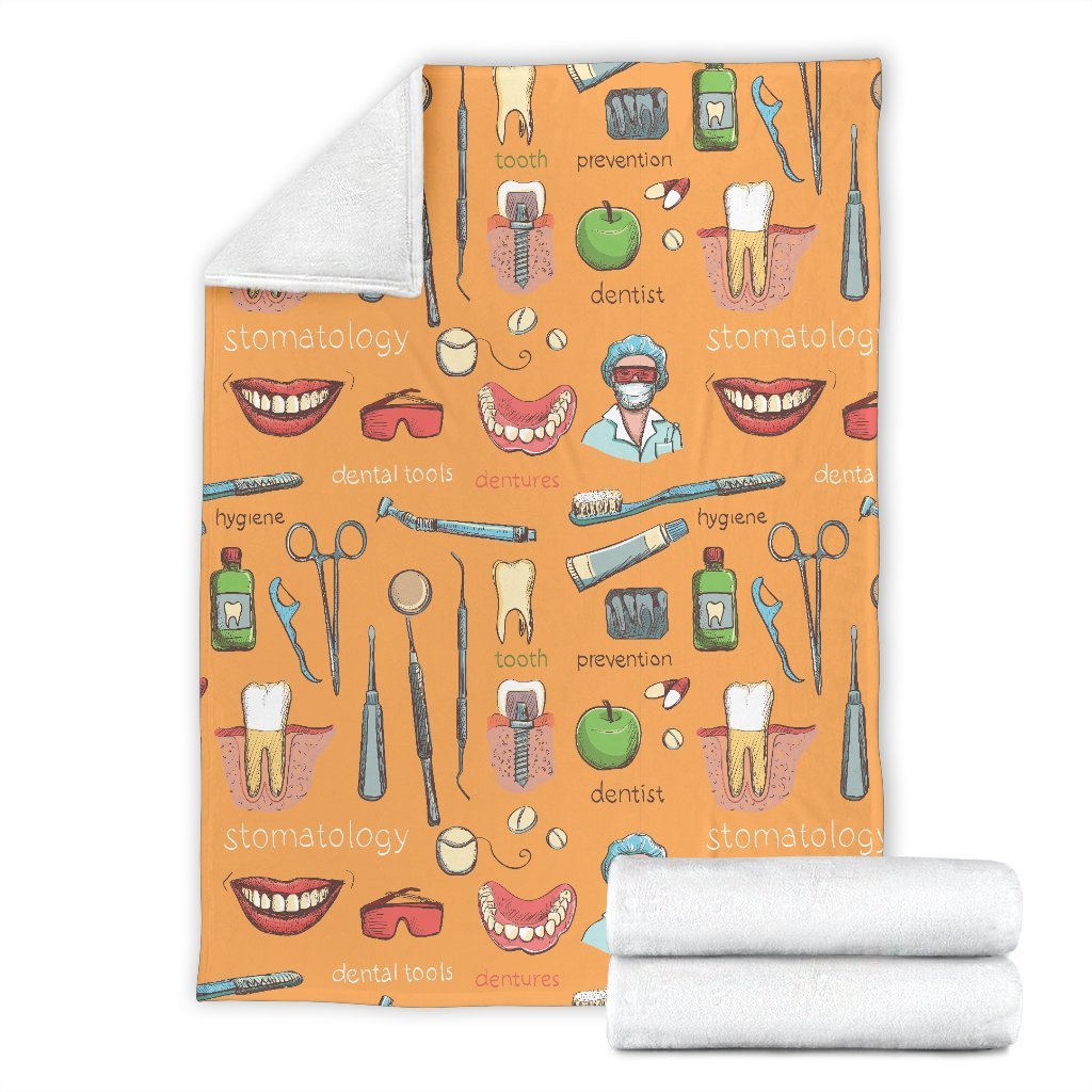 Dental Dentist Dentistry Tooth Pattern Print Blanket-grizzshop