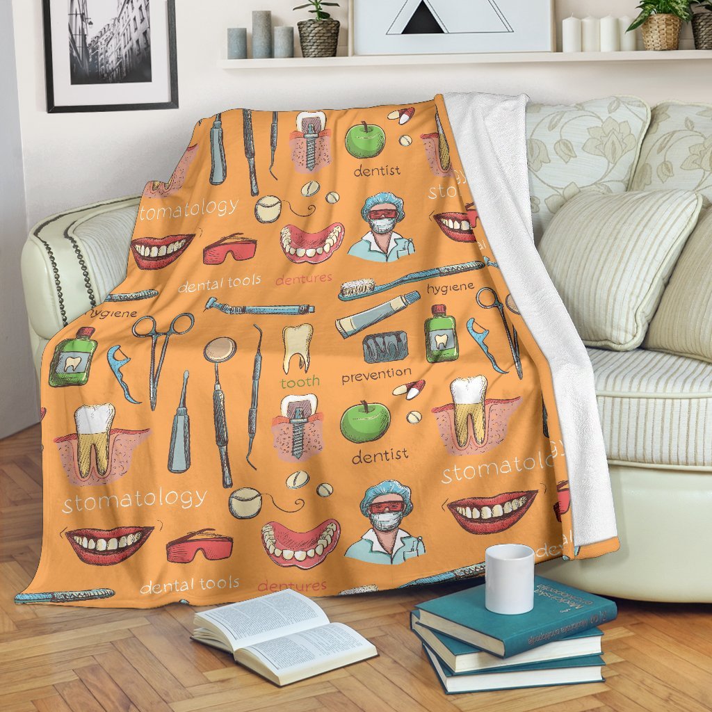 Dental Dentist Dentistry Tooth Pattern Print Blanket-grizzshop