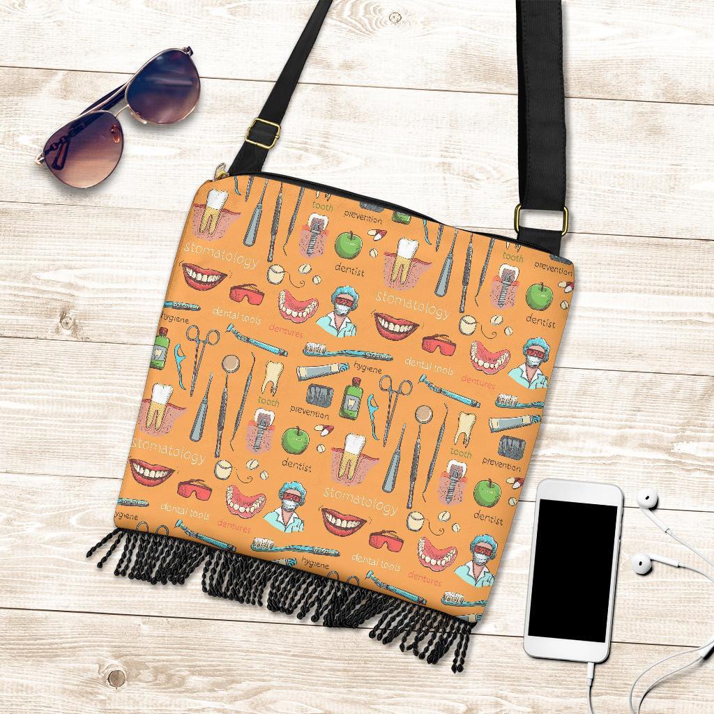 Dental Dentist Dentistry Tooth Pattern Print Crossbody Bags-grizzshop