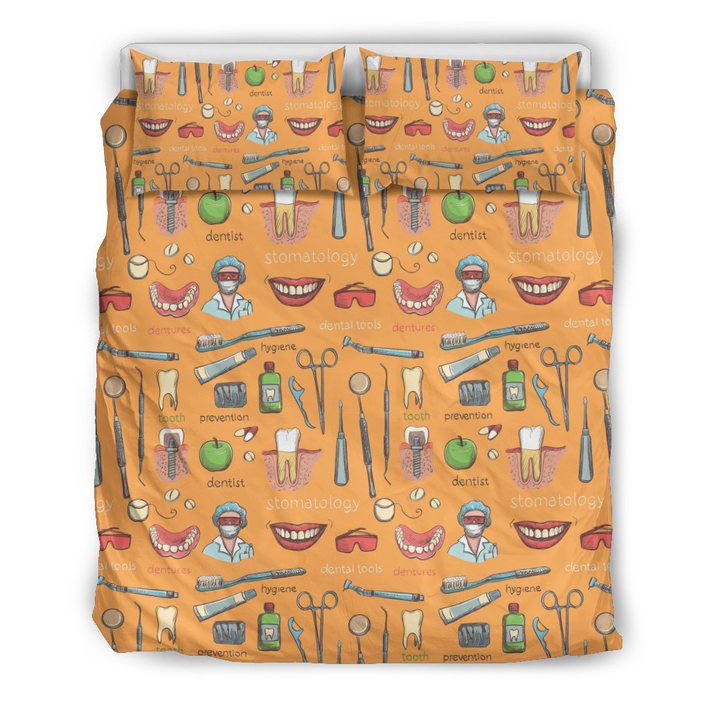 Dental Dentist Dentistry Tooth Pattern Print Duvet Cover Bedding Set-grizzshop