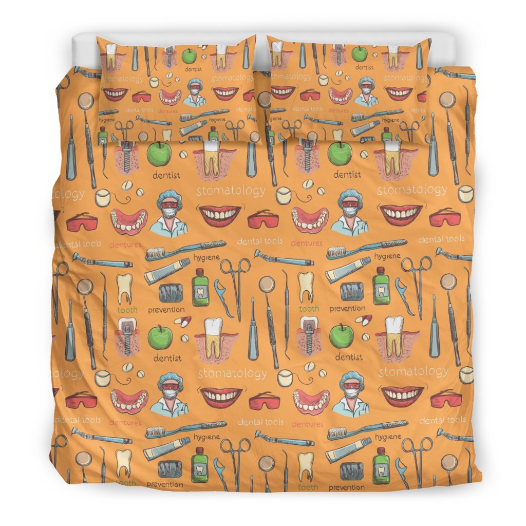 Dental Dentist Dentistry Tooth Pattern Print Duvet Cover Bedding Set-grizzshop