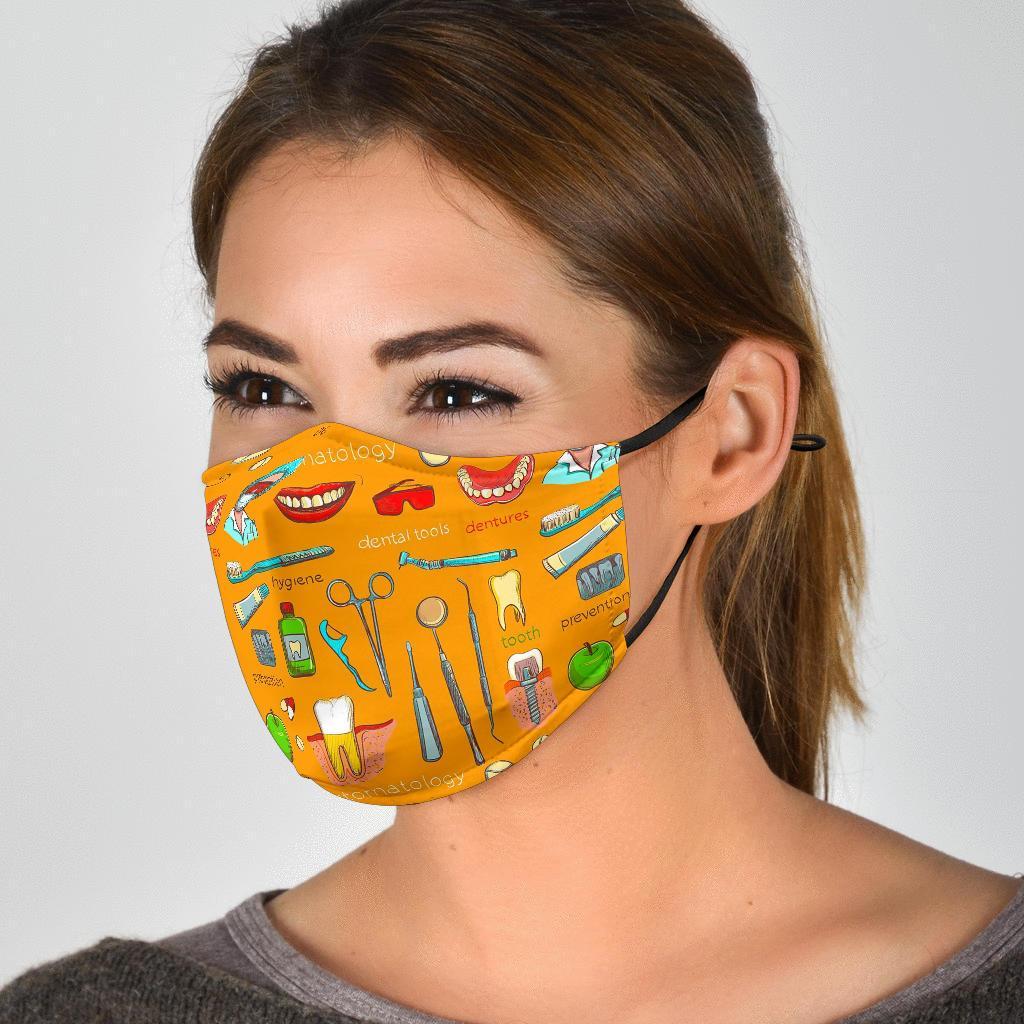 Dental Dentist Dentistry Tooth Pattern Print Face Mask-grizzshop