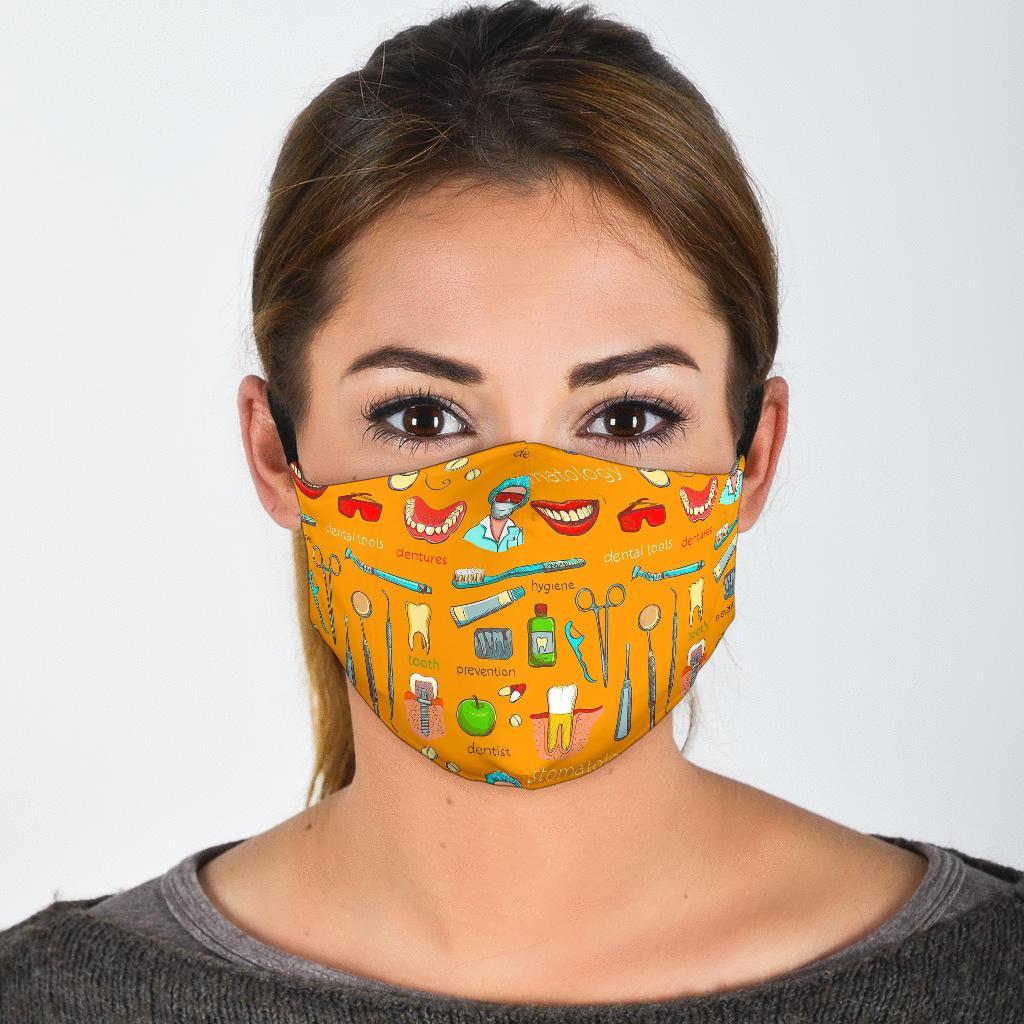 Dental Dentist Dentistry Tooth Pattern Print Face Mask-grizzshop