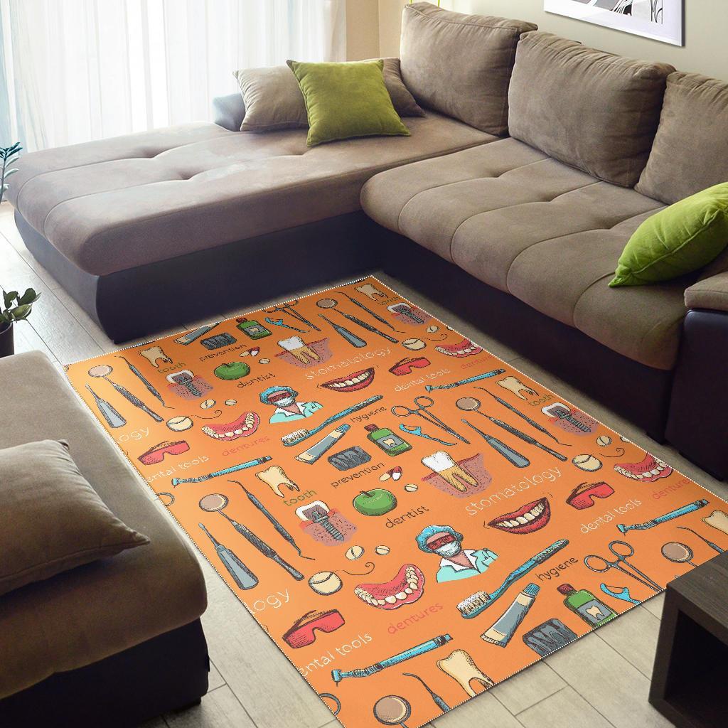 Dental Dentist Dentistry Tooth Pattern Print Floor Mat-grizzshop