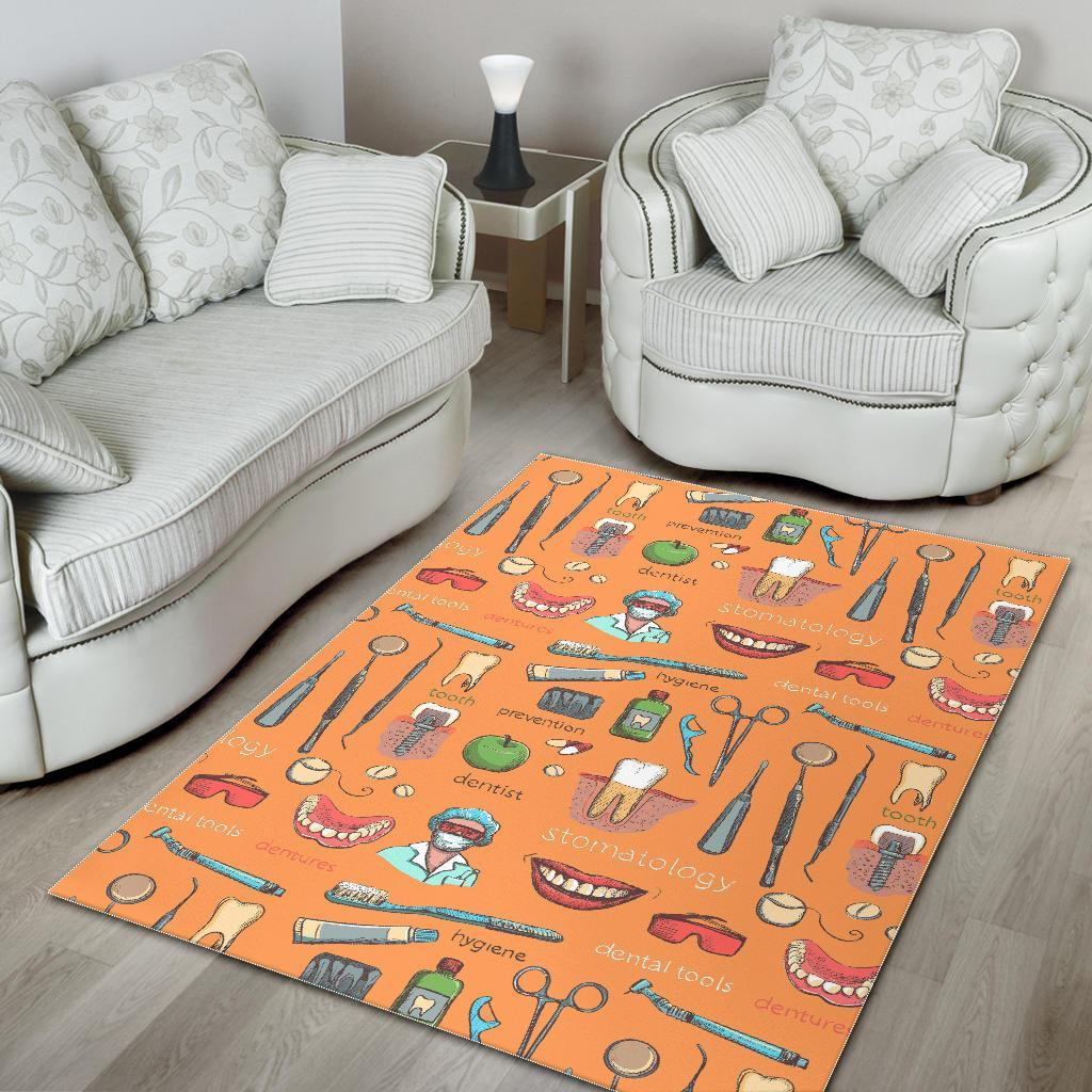 Dental Dentist Dentistry Tooth Pattern Print Floor Mat-grizzshop