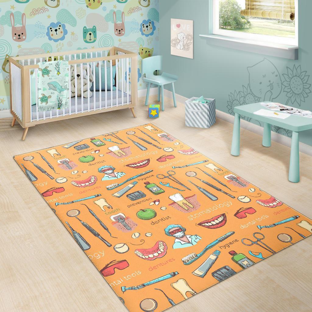 Dental Dentist Dentistry Tooth Pattern Print Floor Mat-grizzshop