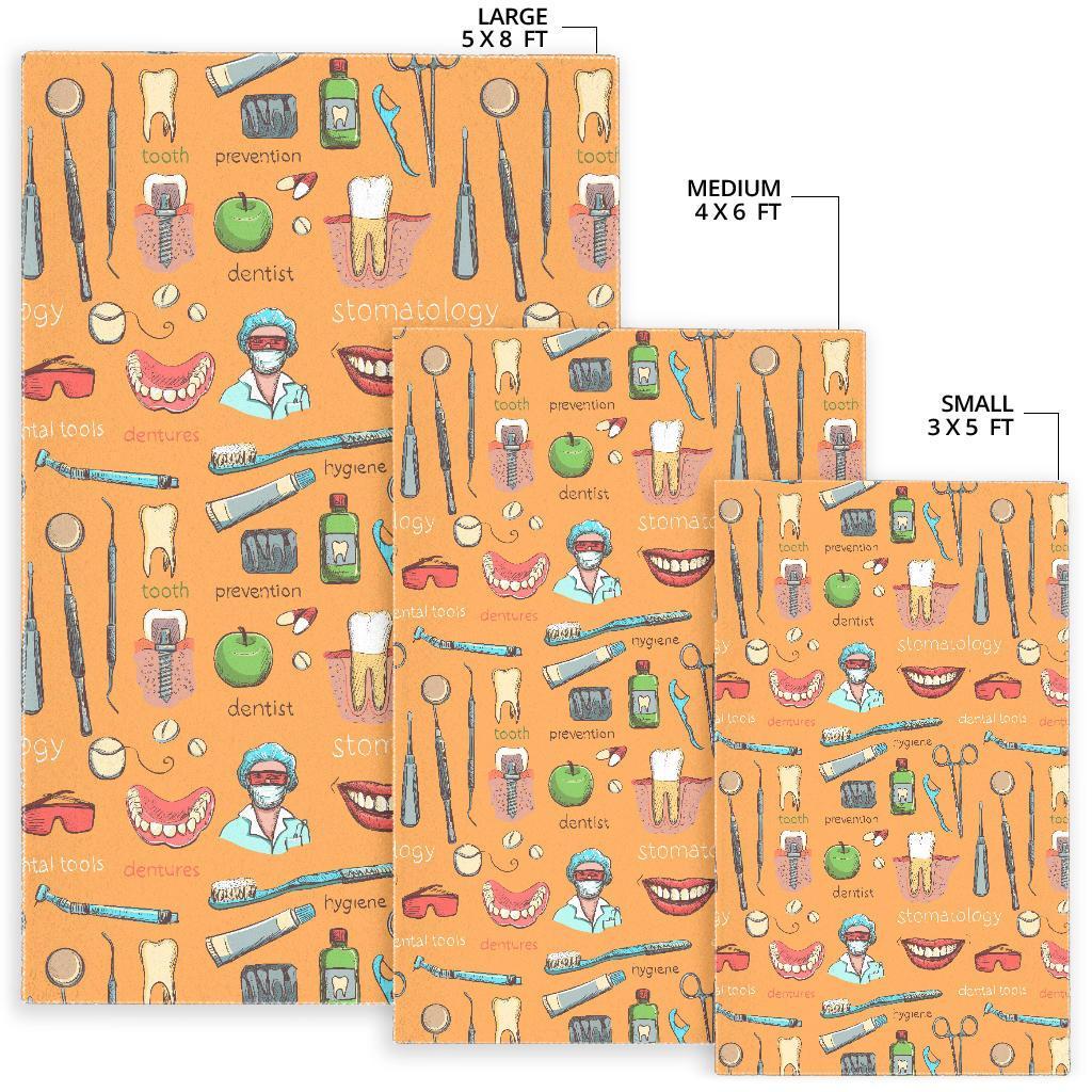 Dental Dentist Dentistry Tooth Pattern Print Floor Mat-grizzshop