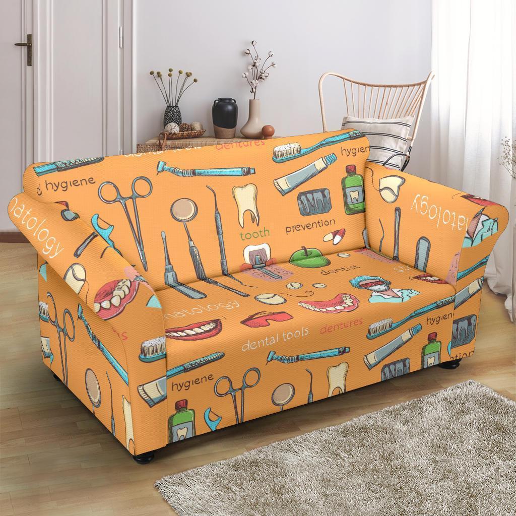 Dental Dentist Dentistry Tooth Pattern Print Loveseat Cover-grizzshop