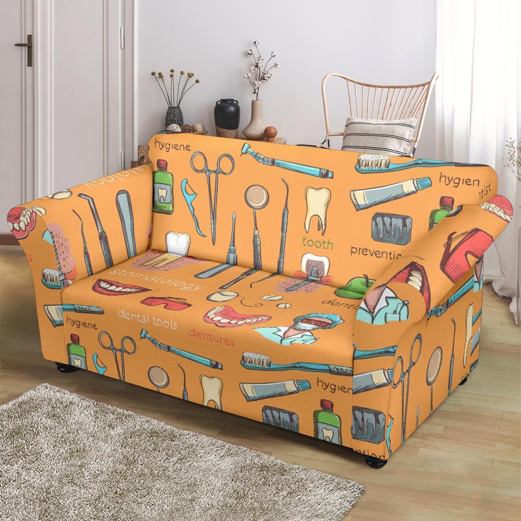 Dental Dentist Dentistry Tooth Pattern Print Loveseat Cover-grizzshop