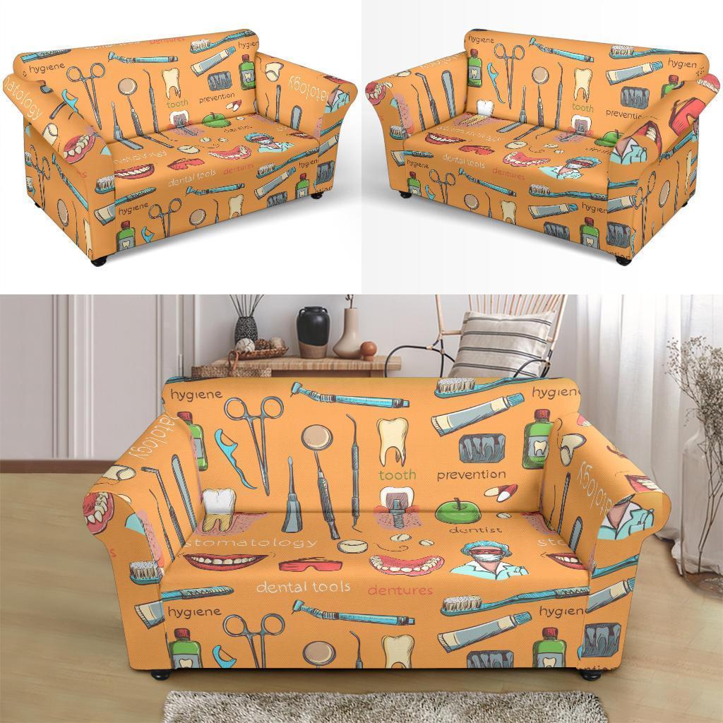 Dental Dentist Dentistry Tooth Pattern Print Loveseat Cover-grizzshop