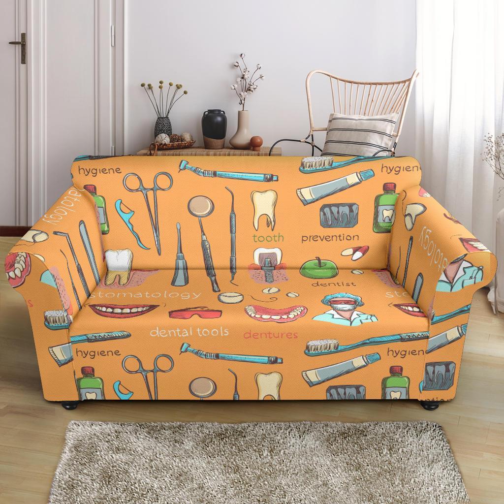 Dental Dentist Dentistry Tooth Pattern Print Loveseat Cover-grizzshop