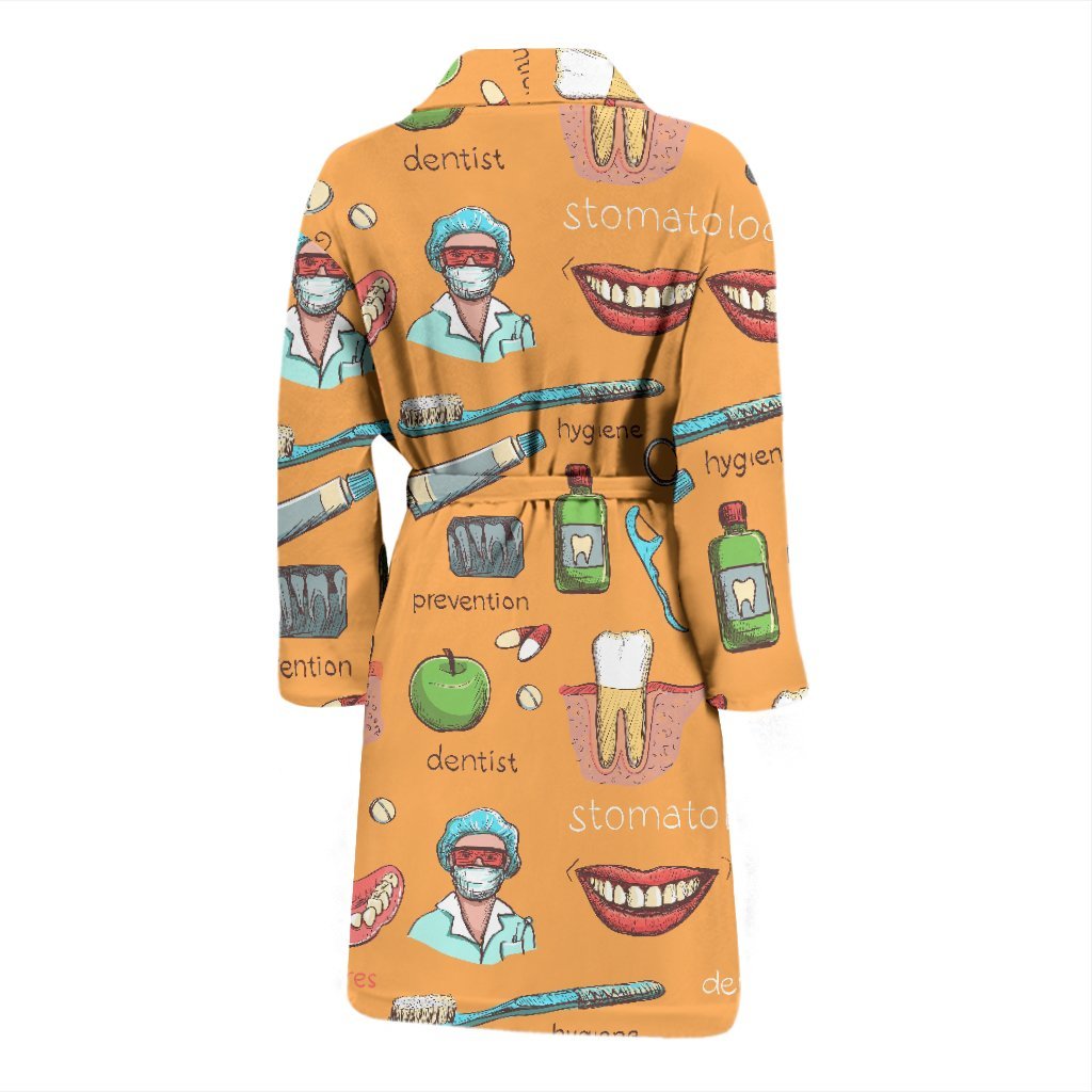 Dental Dentist Dentistry Tooth Pattern Print Men Long Robe-grizzshop