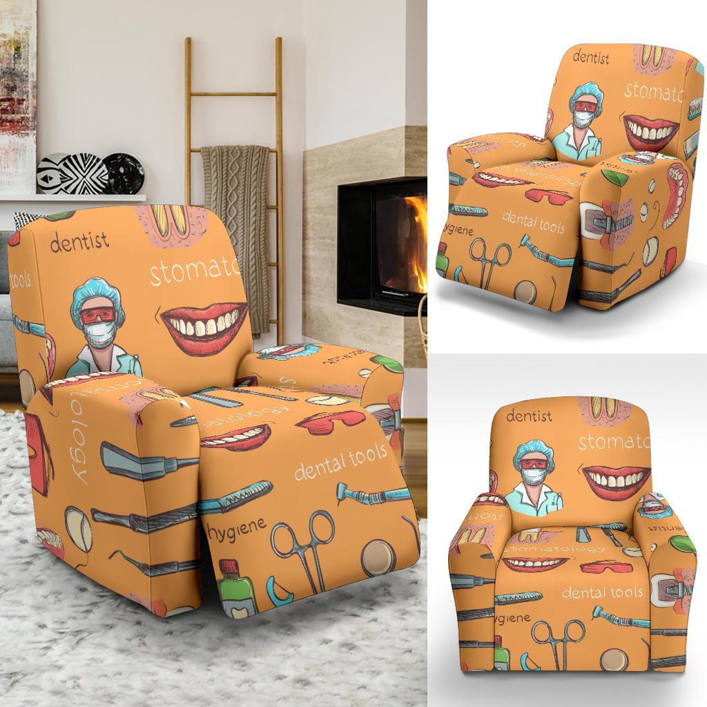 Dental Dentist Dentistry Tooth Pattern Print Recliner Cover-grizzshop