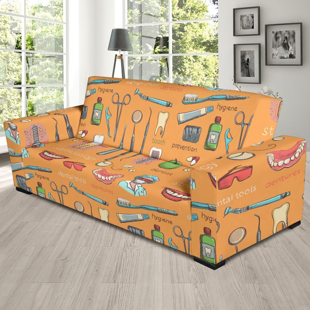 Dental Dentist Dentistry Tooth Pattern Print Sofa Covers-grizzshop