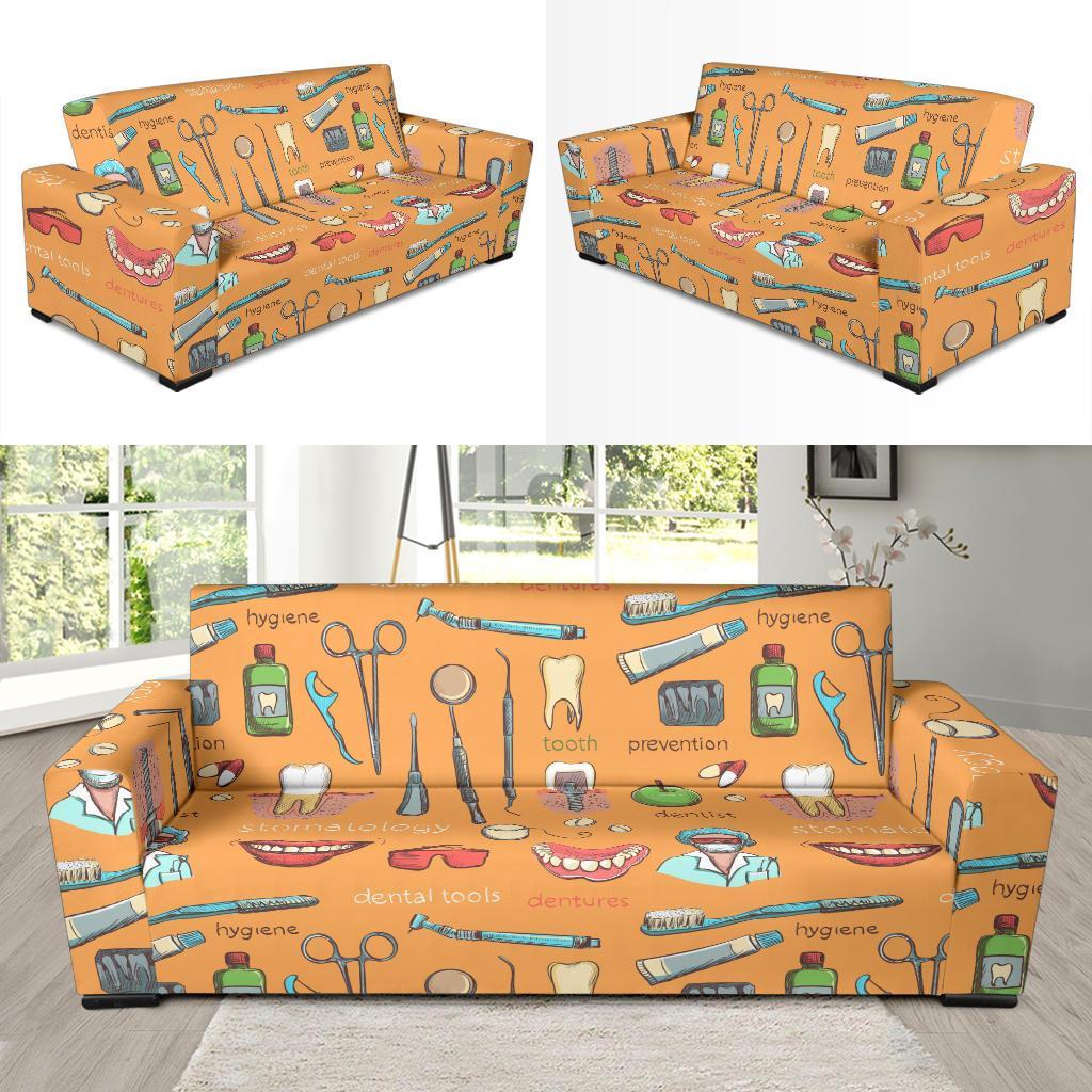 Dental Dentist Dentistry Tooth Pattern Print Sofa Covers-grizzshop