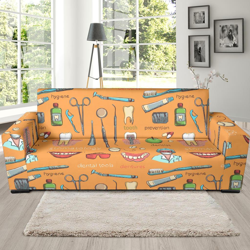 Dental Dentist Dentistry Tooth Pattern Print Sofa Covers-grizzshop