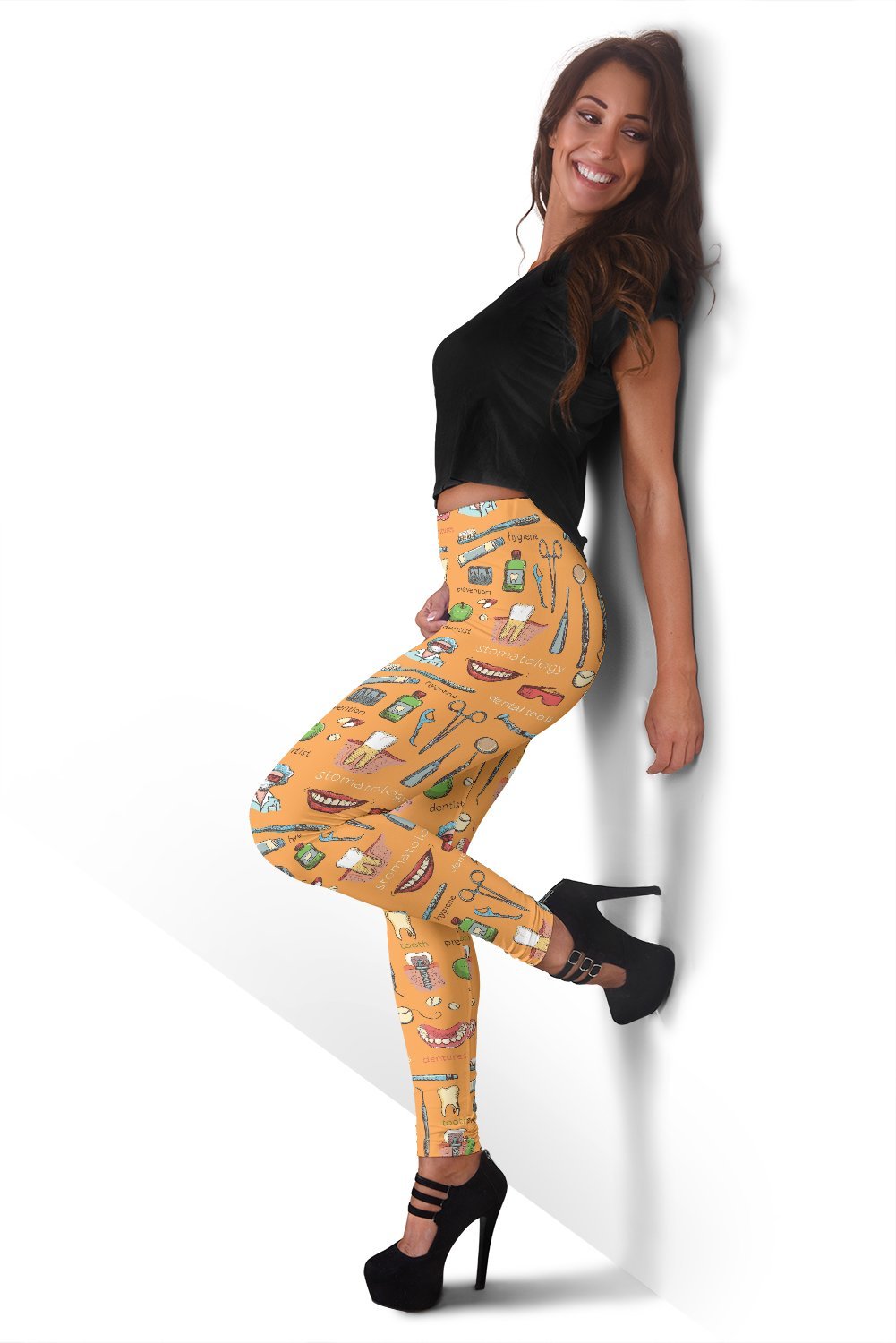 Dental Dentist Dentistry Tooth Pattern Print Women Leggings-grizzshop