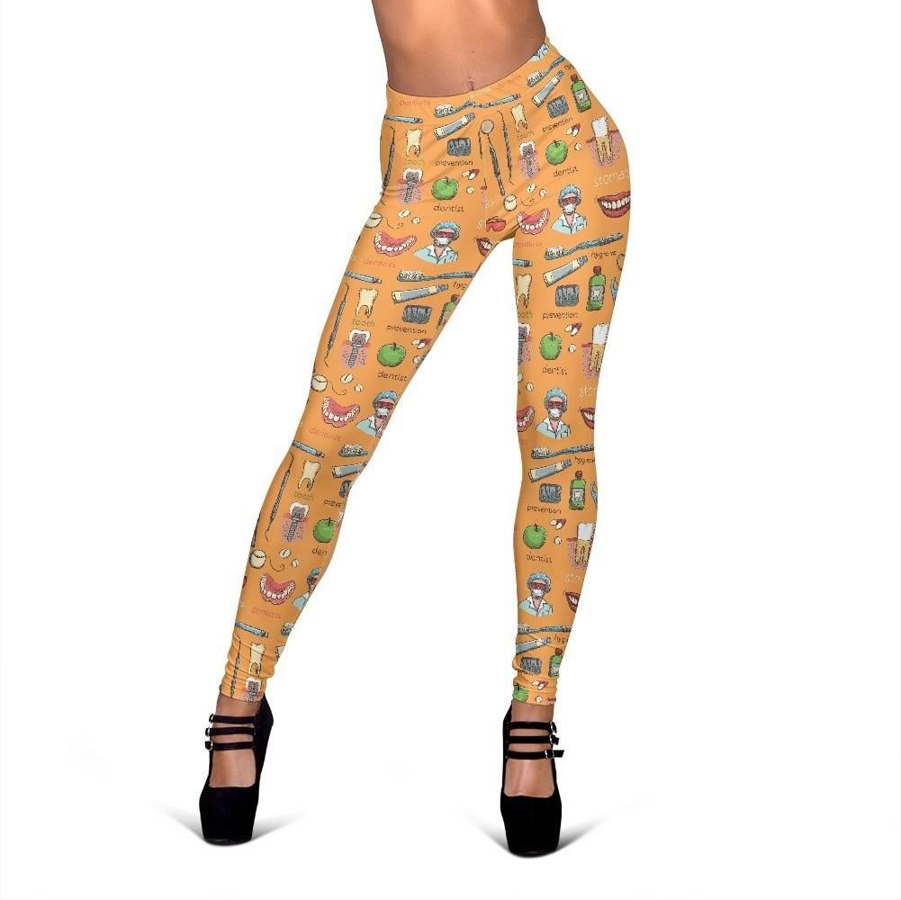 Dental Dentist Dentistry Tooth Pattern Print Women Leggings-grizzshop