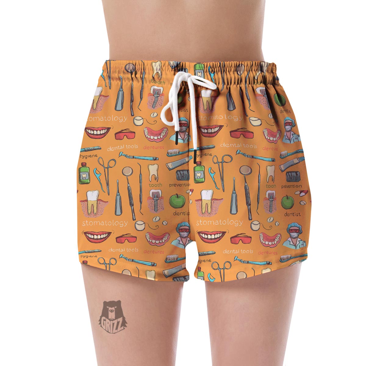 Dental Dentist Dentistry Tooth Pattern Print Women's Shorts-grizzshop