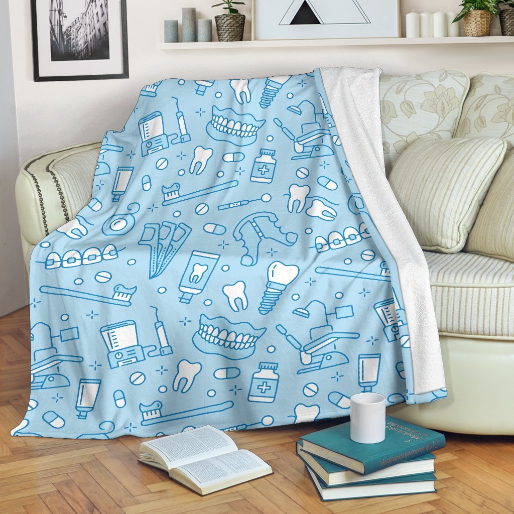 Dental Dentistry Dentist Tooth Pattern Print Blanket-grizzshop