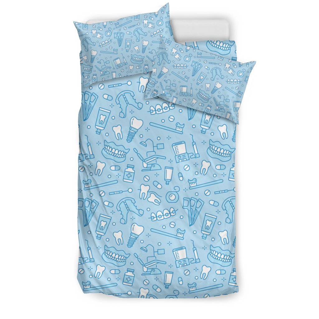 Dental Dentistry Dentist Tooth Pattern Print Duvet Cover Bedding Set-grizzshop
