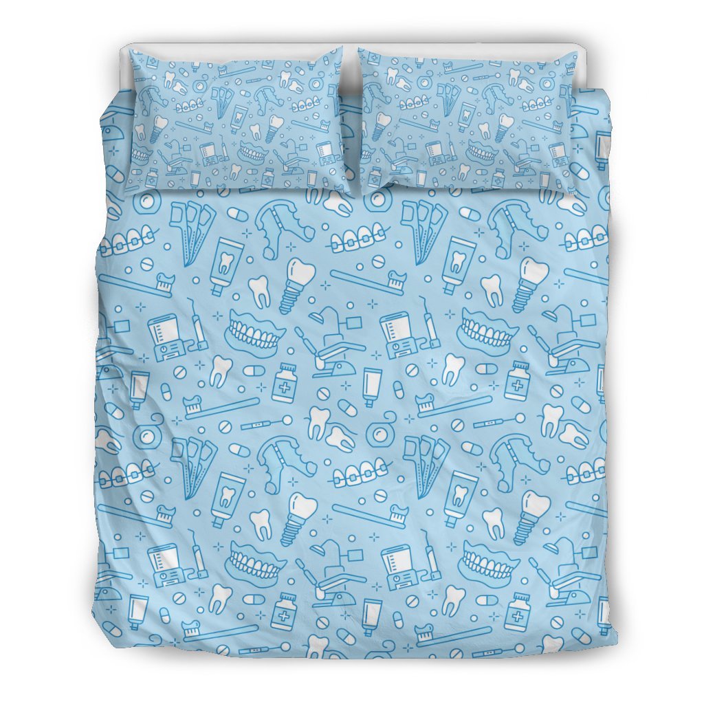 Dental Dentistry Dentist Tooth Pattern Print Duvet Cover Bedding Set-grizzshop