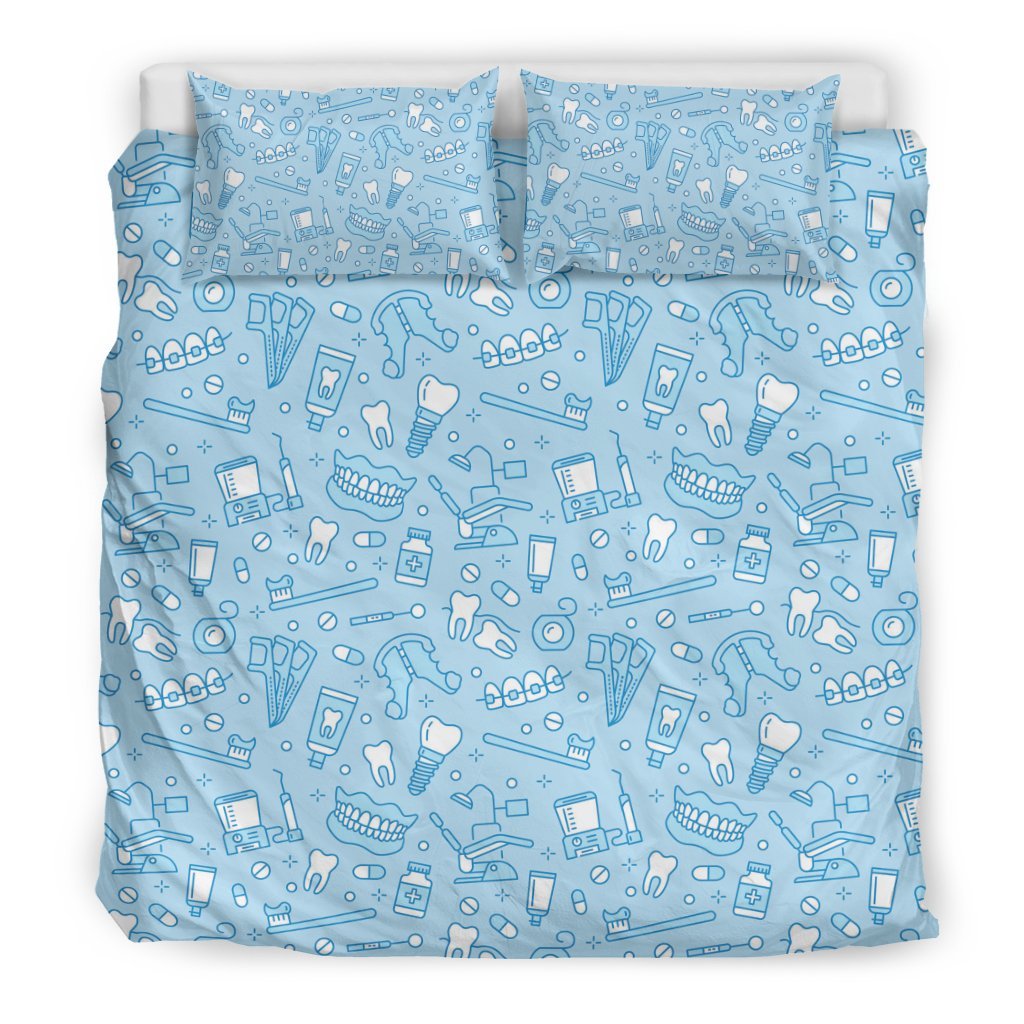 Dental Dentistry Dentist Tooth Pattern Print Duvet Cover Bedding Set-grizzshop