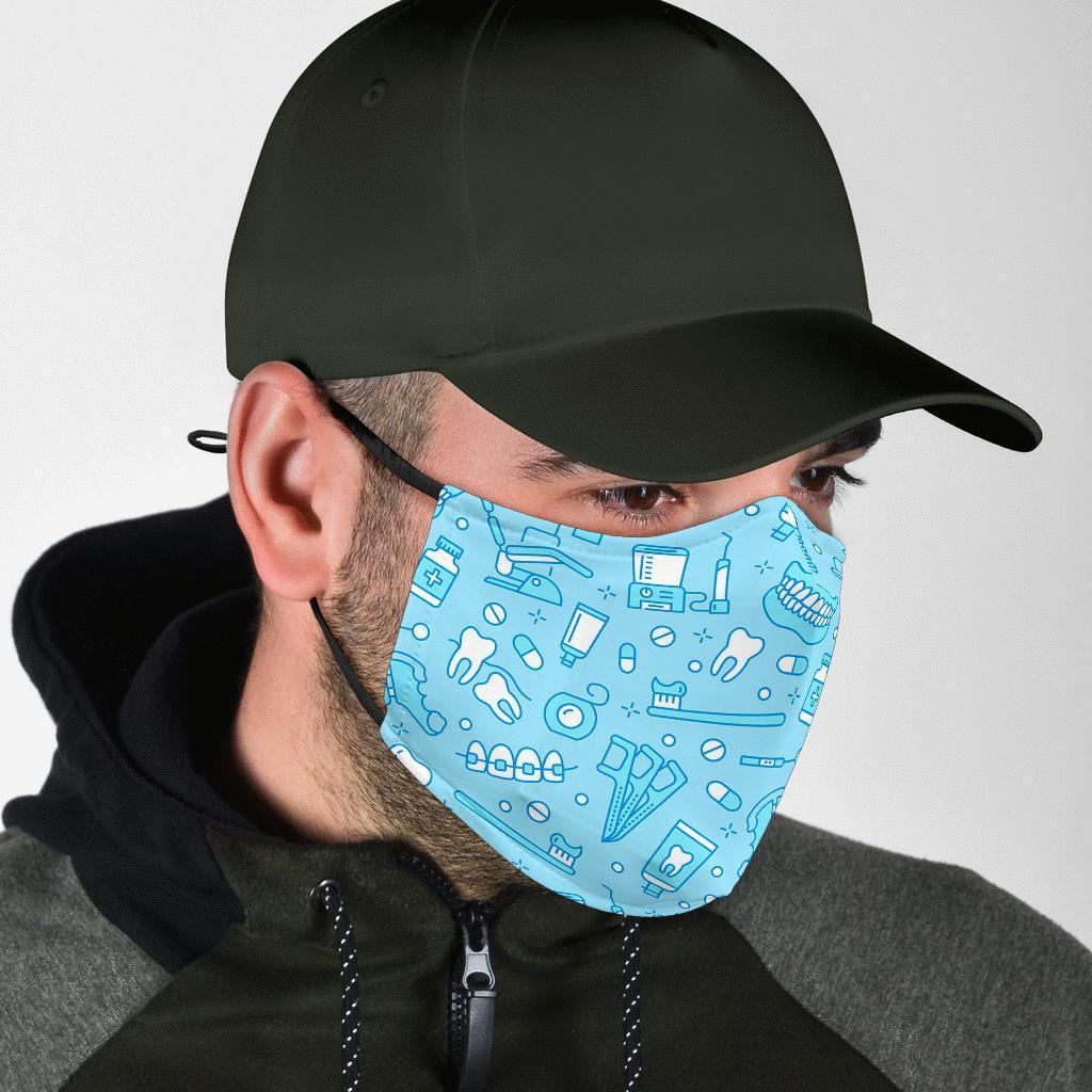 Dental Dentistry Dentist Tooth Pattern Print Face Mask-grizzshop