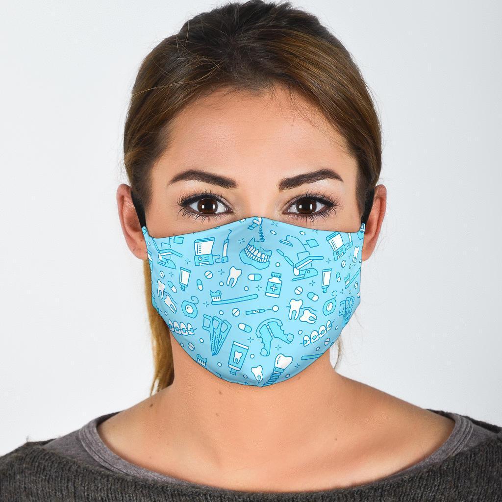 Dental Dentistry Dentist Tooth Pattern Print Face Mask-grizzshop