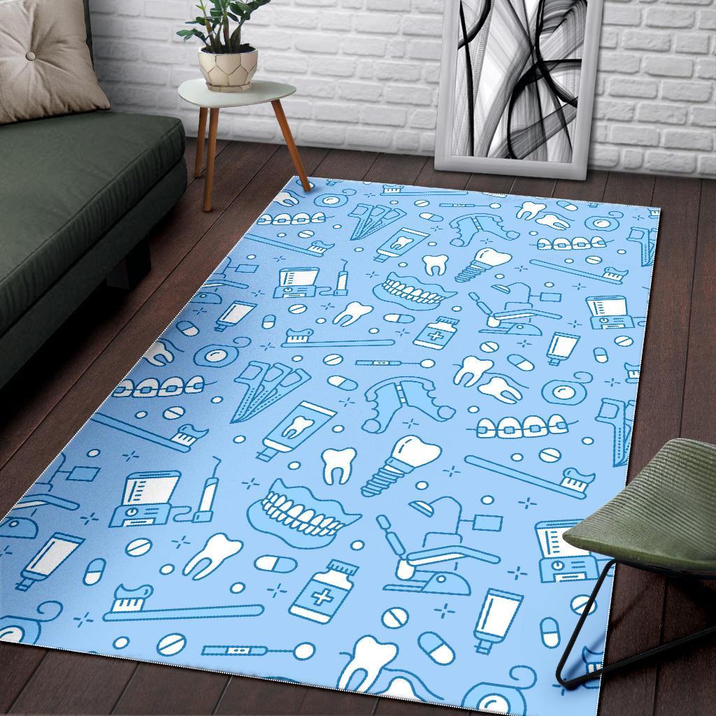 Dental Dentistry Dentist Tooth Pattern Print Floor Mat-grizzshop