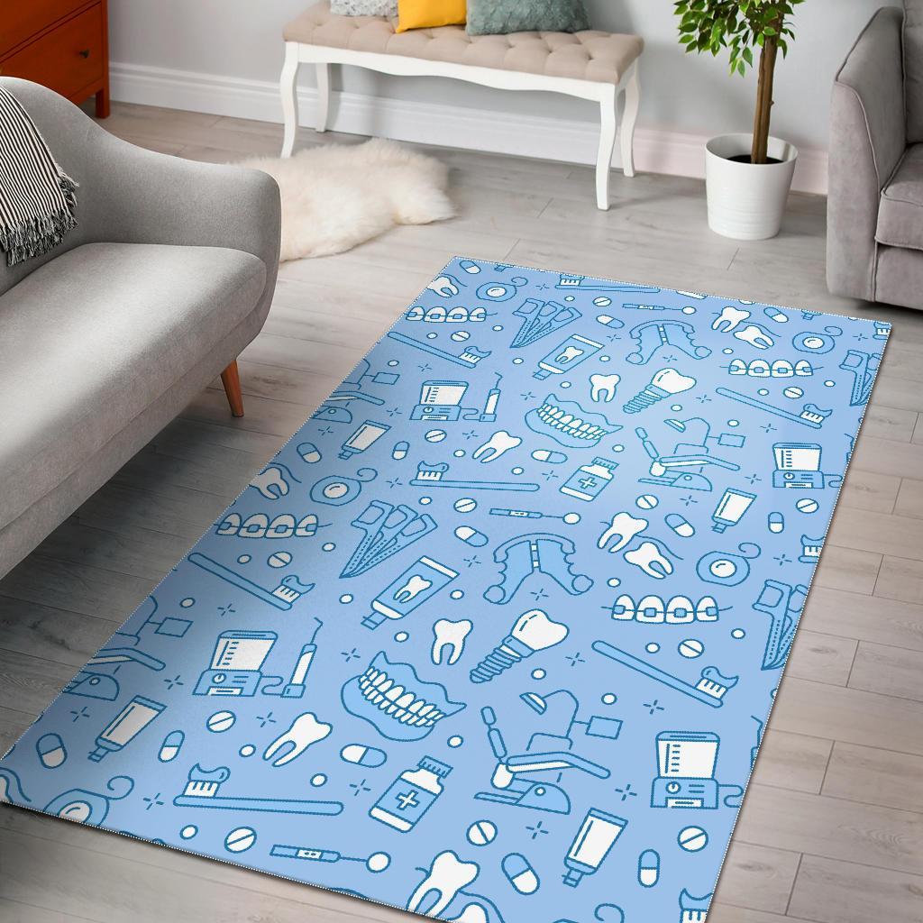 Dental Dentistry Dentist Tooth Pattern Print Floor Mat-grizzshop