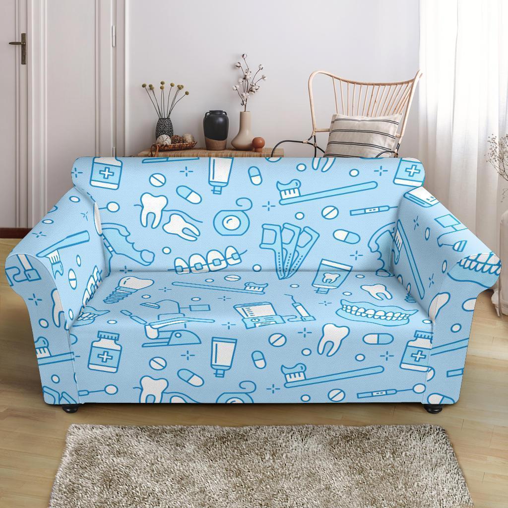 Dental Dentistry Dentist Tooth Pattern Print Loveseat Cover-grizzshop