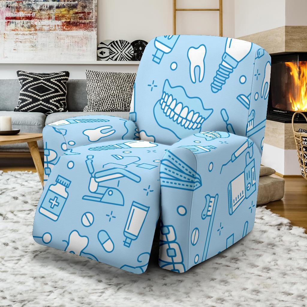 Dental Dentistry Dentist Tooth Pattern Print Recliner Cover-grizzshop