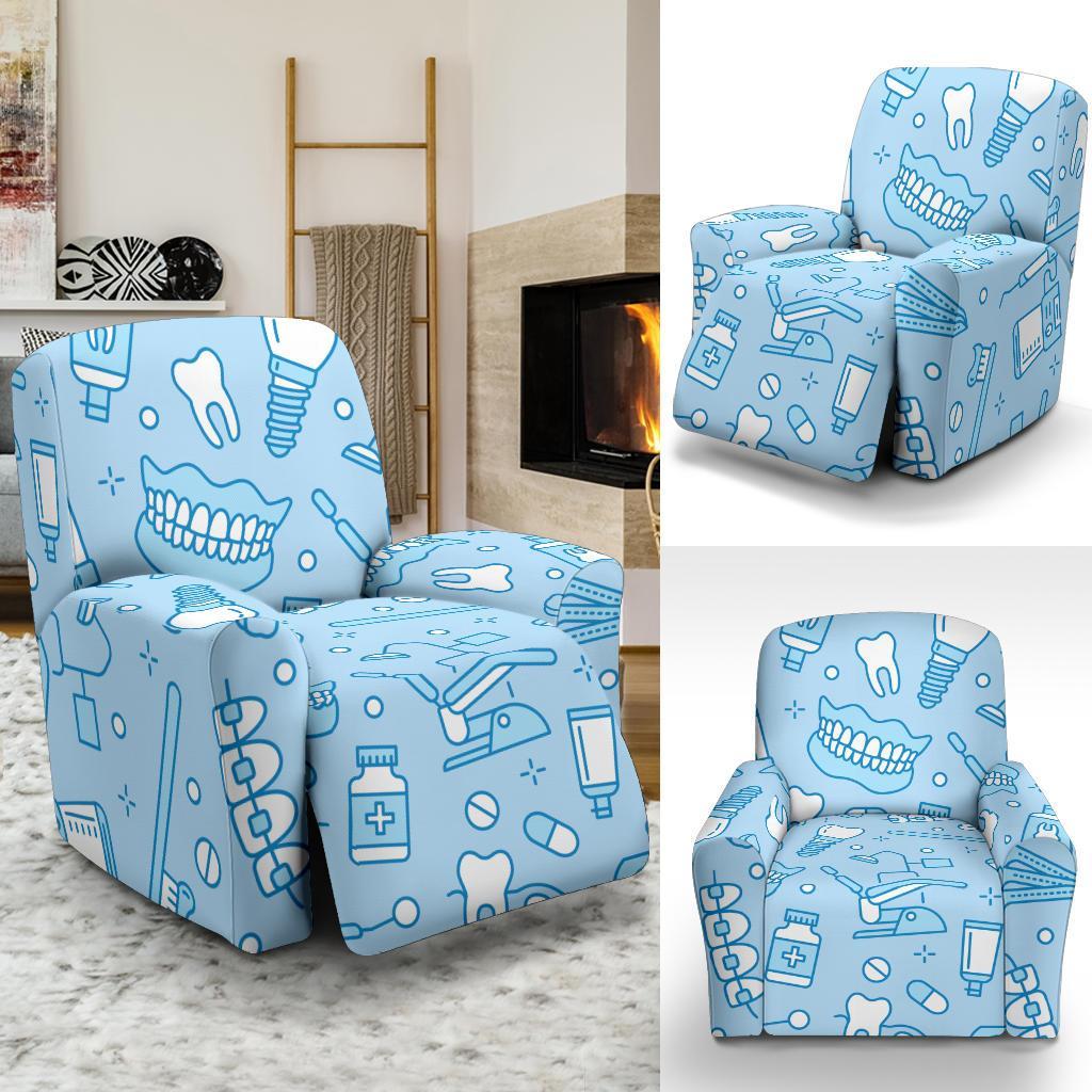 Dental Dentistry Dentist Tooth Pattern Print Recliner Cover-grizzshop