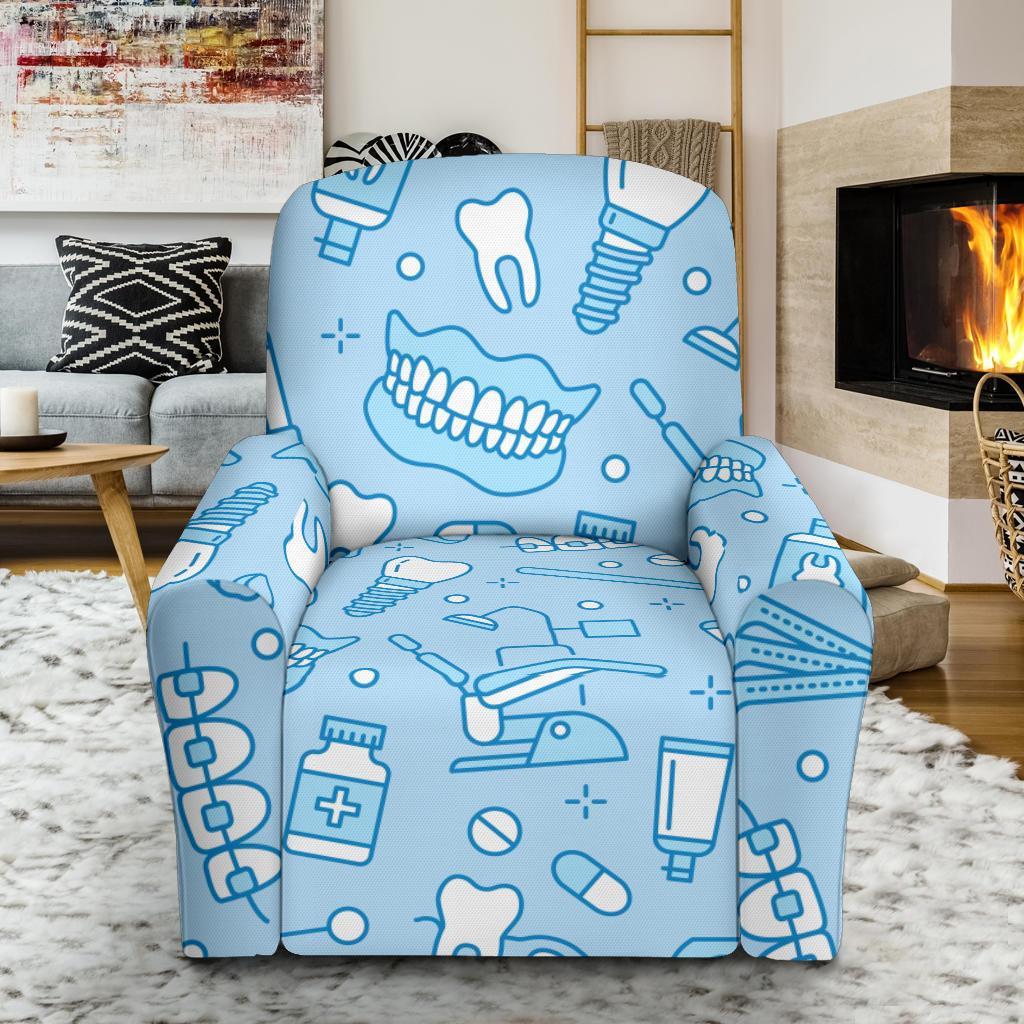 Dental Dentistry Dentist Tooth Pattern Print Recliner Cover-grizzshop