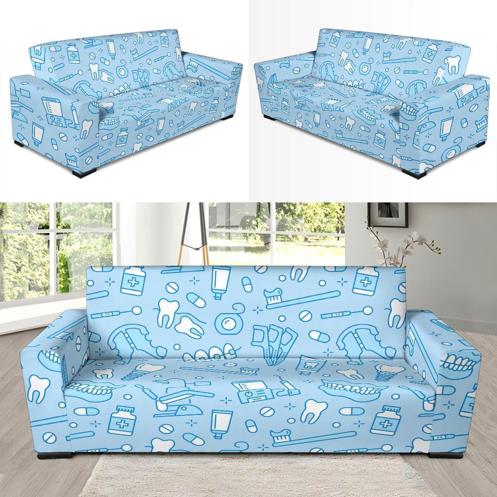 Dental Dentistry Dentist Tooth Pattern Print Sofa Covers-grizzshop