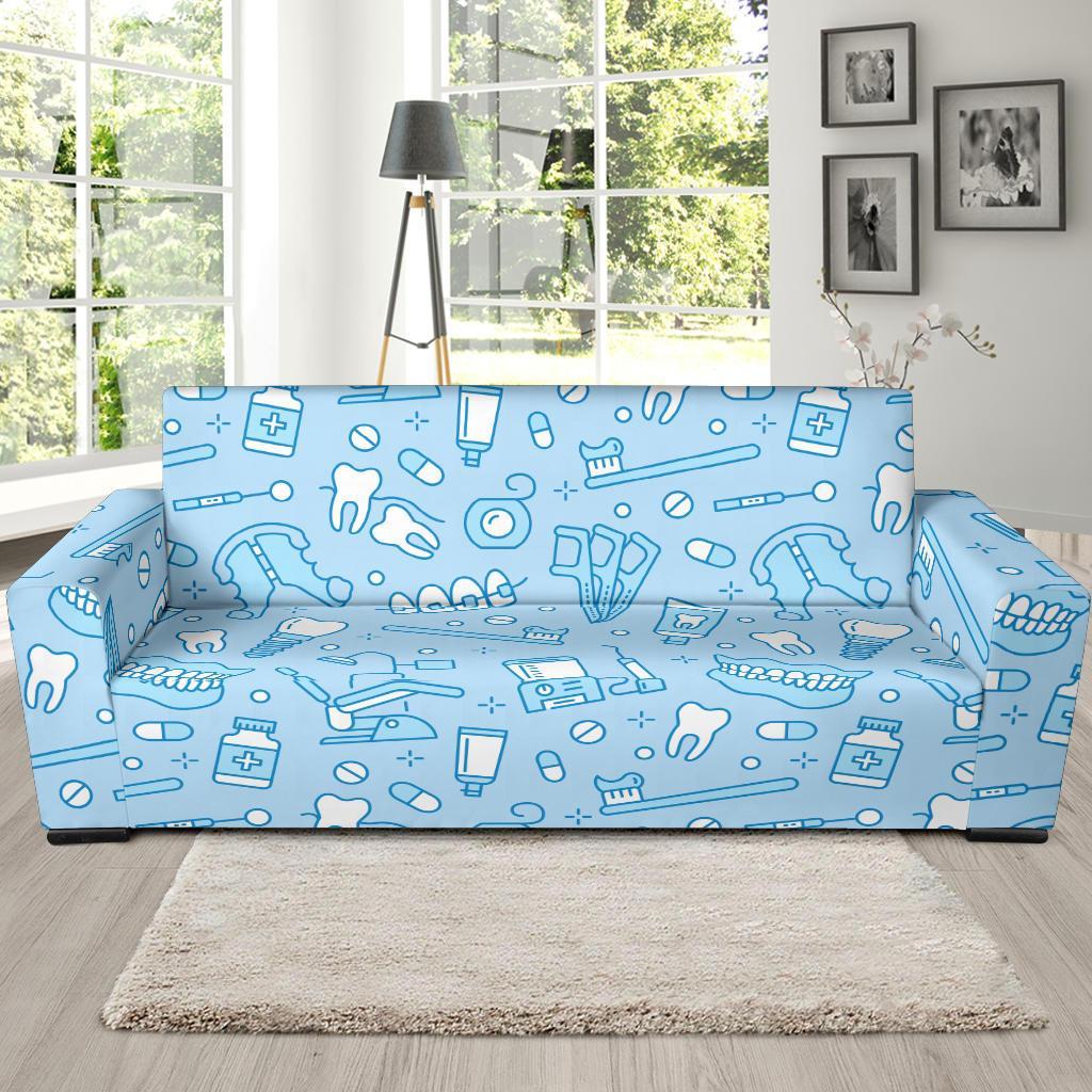 Dental Dentistry Dentist Tooth Pattern Print Sofa Covers-grizzshop