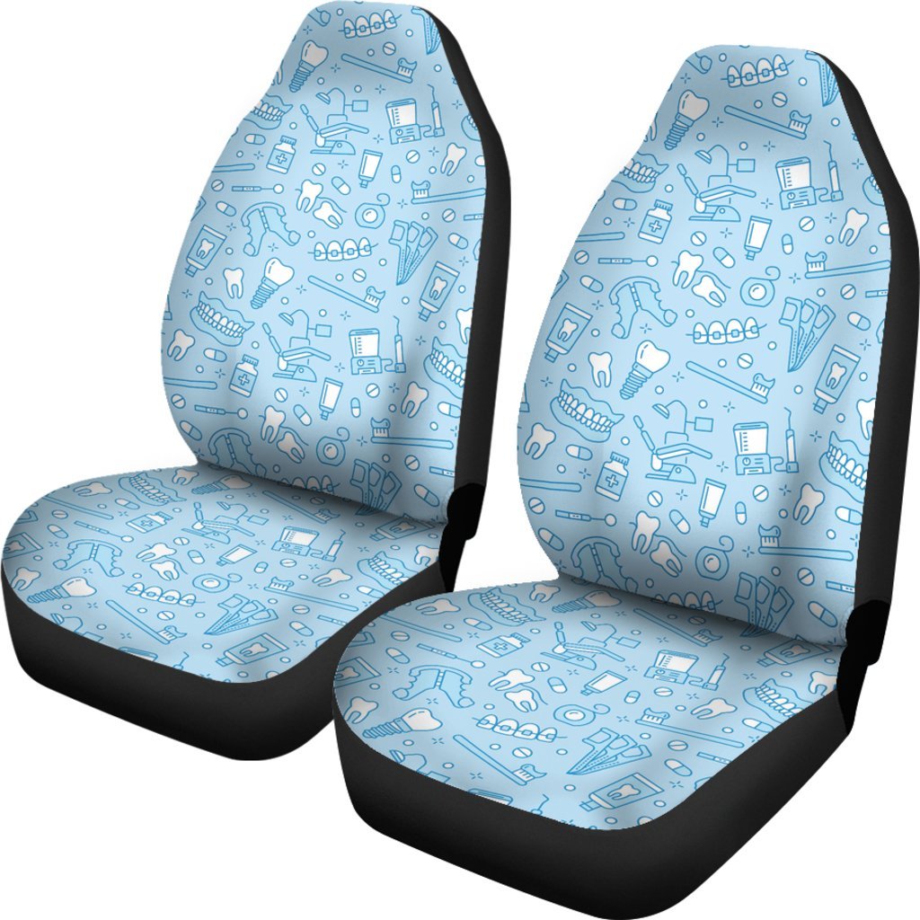 Dental Dentistry Dentist Tooth Pattern Print Universal Fit Car Seat Cover-grizzshop