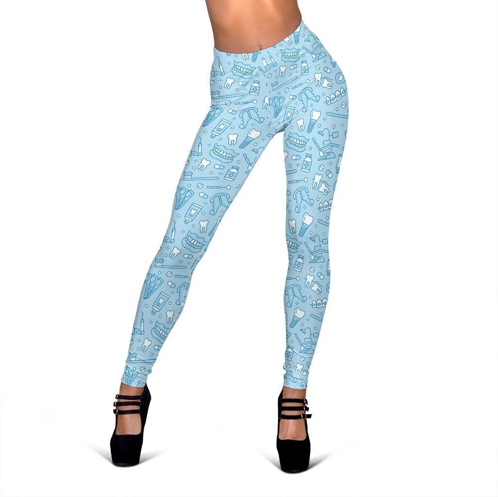 Dental Dentistry Dentist Tooth Pattern Print Women Leggings-grizzshop