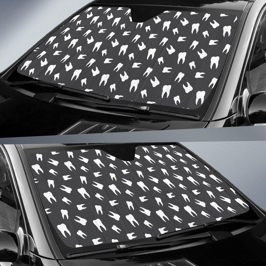 Dentist Dental Dentistry Tooth Pattern Print Car Sun Shade-grizzshop