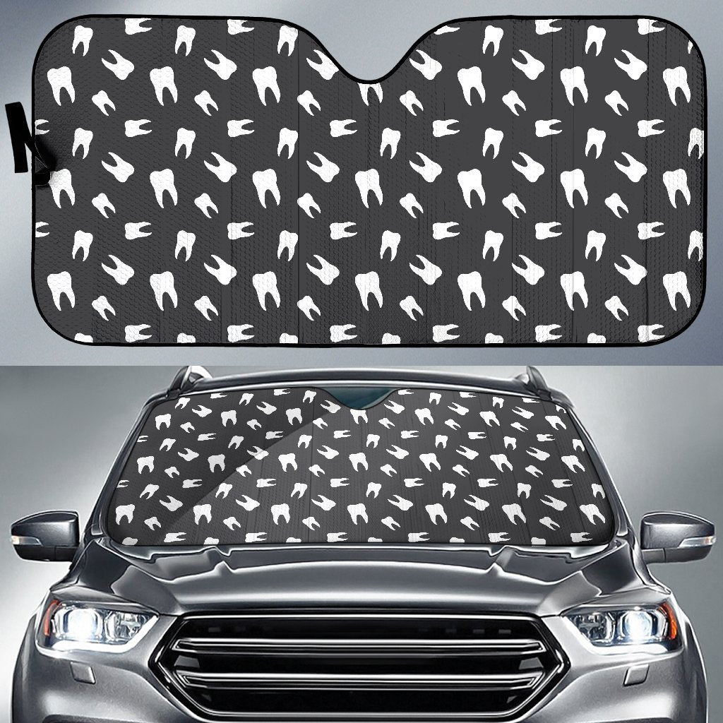 Dentist Dental Dentistry Tooth Pattern Print Car Sun Shade-grizzshop