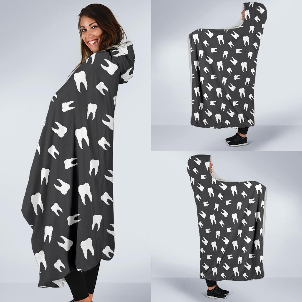 Dentist Dental Dentistry Tooth Pattern Print Hooded Blanket-grizzshop